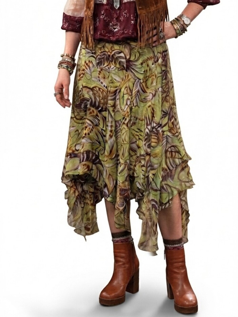 VTG 90s Chadwick’s 100% Silk Fairycore Asymmetrical Sparkle Midi Skirt - Sz 14